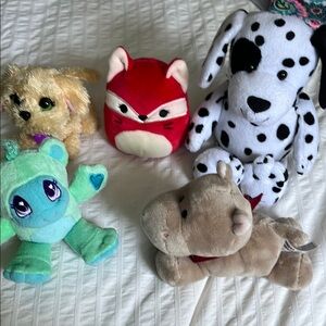 Plush Toy Bundle - Red, Blue, White, Tan
